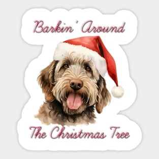 Christmas Labradoodle Dog in Santa Hat Sticker